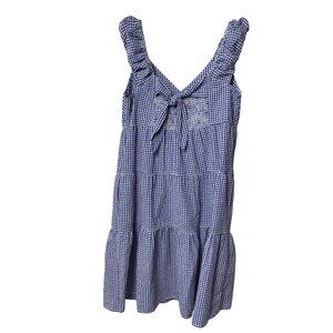 Old Navy Blue & White Gingham Tiered Sundress Size L